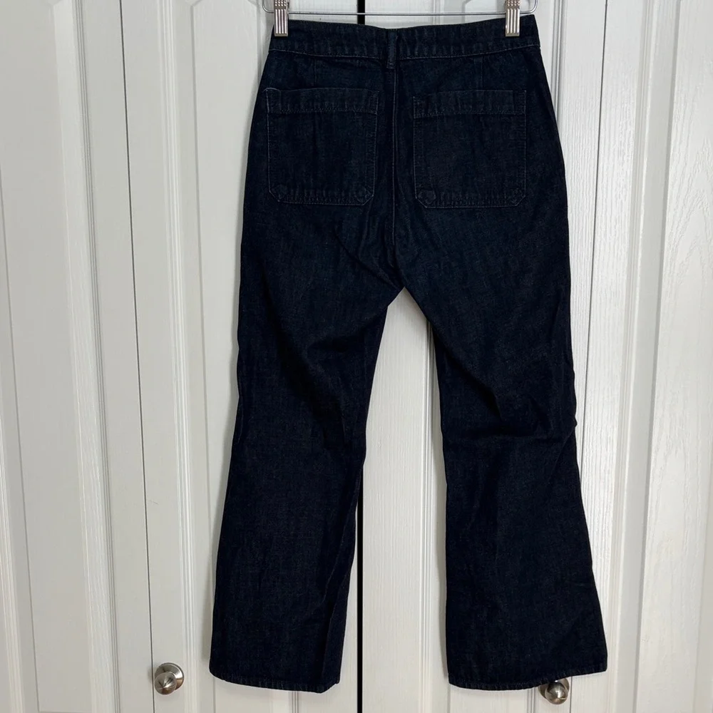 Tory Burch Dark Blue Wide Leg Cotton Denim Jeans 25